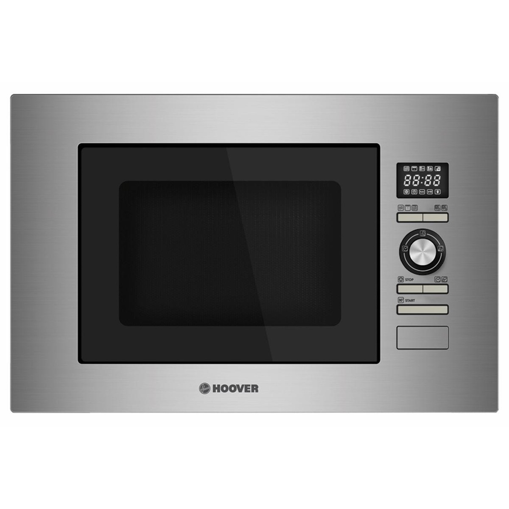 Horno Microondas HOOVER HMB20/1GDFX Integrable con Grill, 20 litros, 800W-1000W, 10 Auto Menú Descongelación Automática, Sin Marco, Inoxidable