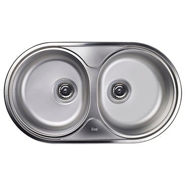 Fregadero TEKA Inox Circular Sobre Encimera 2 Senos 78x44x15