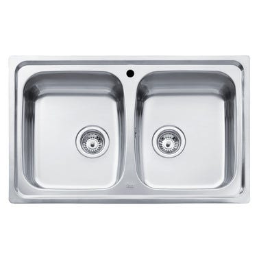 [64186] Fregadero TEKA Inox Cuadrado Sobre Encimera 2 Senos 79x50x16cm