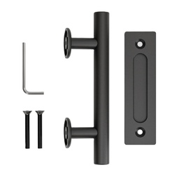 [103179] Tirador Manija Puerta Corredera Granero Negro Mate D140mm - L240mm